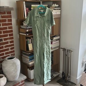 Green Button-Up Jumpsuit